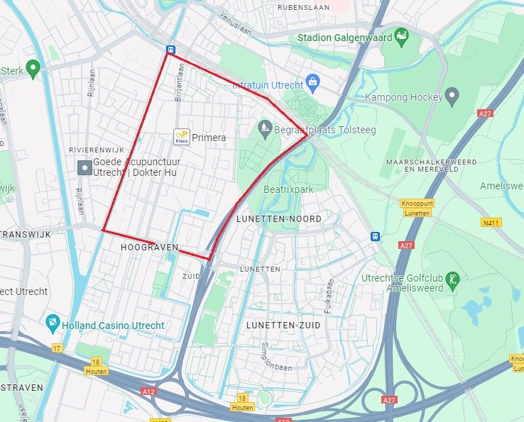 Kaart Tolsteeg - Hoograven Noord